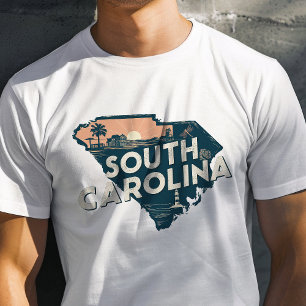 Camiseta Gráfico icónico de viaje retro de Carolina del Sur