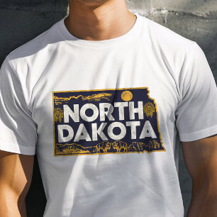 Camiseta Gráfico icónico de viaje retro de Dakota del Norte
