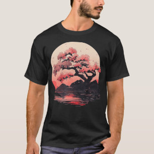 Camiseta Gráfico japonés de bloques de madera de cerezo de 