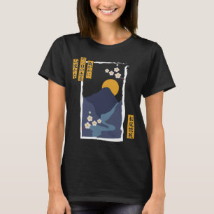 Camiseta Gráfico japonés Tee Haiku Plum Blossom y Luna