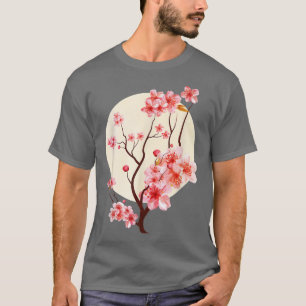 Camiseta Gráfico japonés vintage Sakura Cherry Blossom Moon