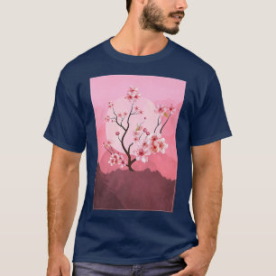 Camiseta Gráfico japonés vintage Sakura Cherry Blossom Moon