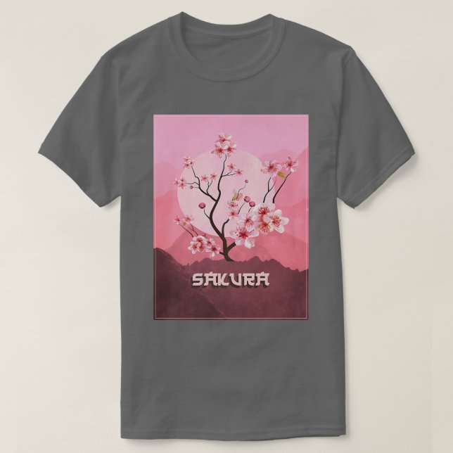 Camiseta Gráfico japonés vintage Sakura Cherry Blossom Moon (Diseño del anverso)