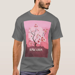 Camiseta Gráfico japonés vintage Sakura Cherry Blossom Moon