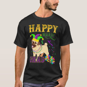 Camiseta Gráfico Mardi Gras Carnaval Antiguo Pug Perro Amor