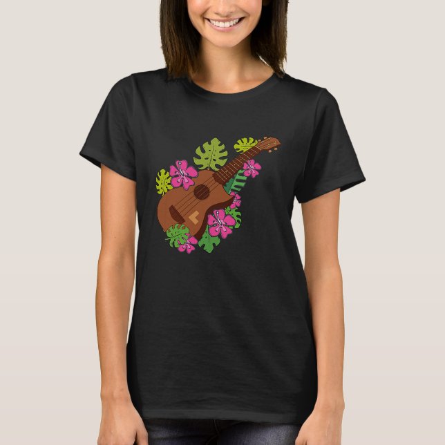 Camiseta Gráfico musical del jugador hawaiano floral de Uku (Anverso)