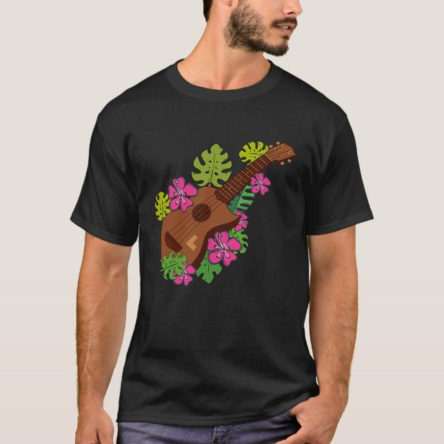 Camiseta Gráfico musical del jugador hawaiano floral de Uku (Anverso)