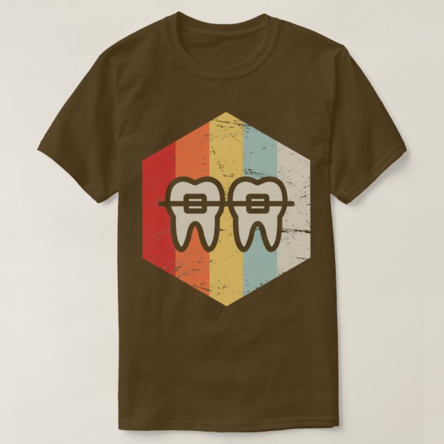 Camiseta Gráfico ortodoncista retro dentista (Diseño del anverso)