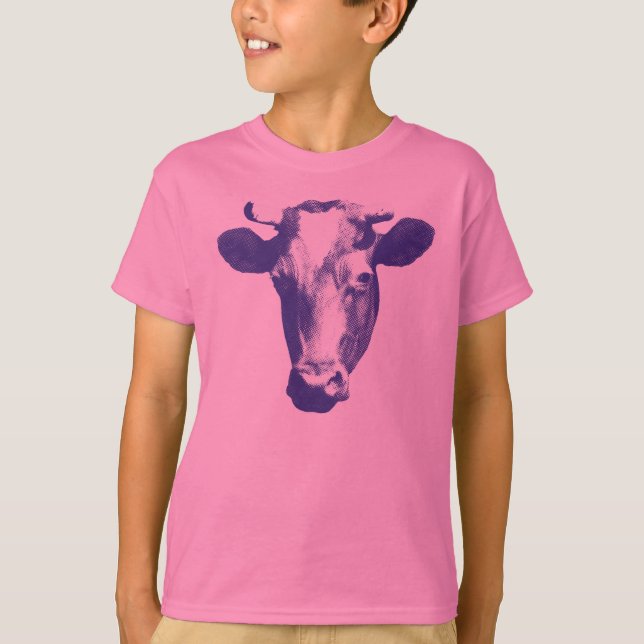 Camiseta Gráfico púrpura de la vaca del arte pop (Anverso)