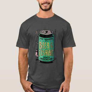 Camiseta Gráfico que pienso que es una cerveza y pesca como