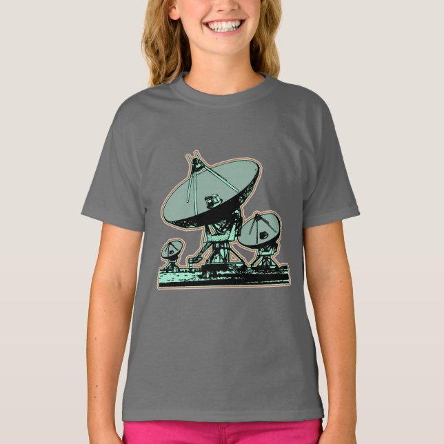 Camiseta Gráfico retro de la antena parabólica (Anverso)