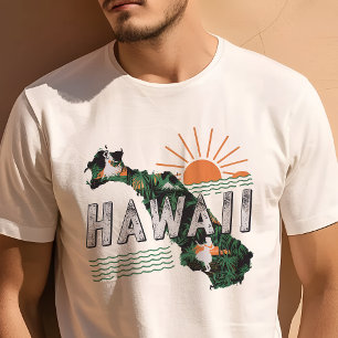 Camiseta Gráfico Retro de Viaje de Hawaii Icónico