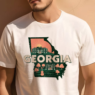 Camiseta Gráfico Retro de Viaje Icónico de Georgia
