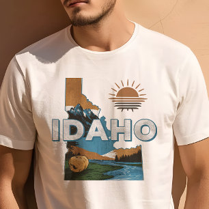 Camiseta Gráfico Retro de Viaje Icónico de Idaho