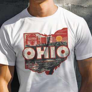 Camiseta Gráfico Retro de Viajes de Ohio Icónico