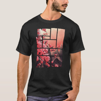 Camiseta Gráfico retro japonés con flores de cerezo