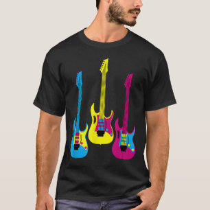 Camiseta Gráfico Retro Multicolor CMYK de Guitarra Eléctric