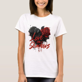 Camiseta Gráfico romántico oscuro con rosas negras y rojas