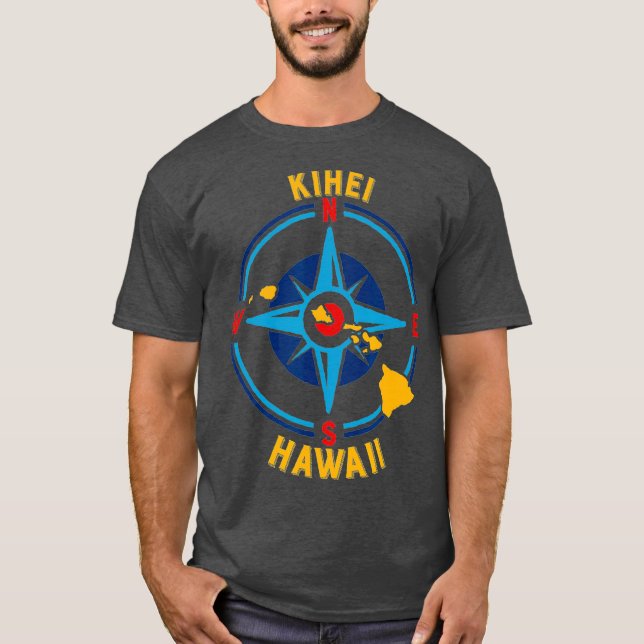 Camiseta Gráfico Rosa de la brújula Kihei Hawaii (Anverso)