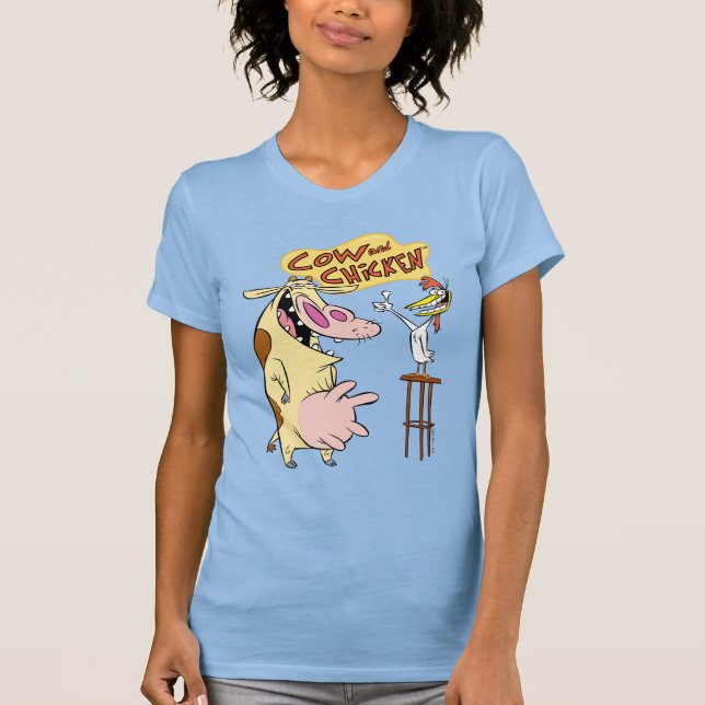 Camiseta Gráfico sonriente de vaca y pollo (Anverso)