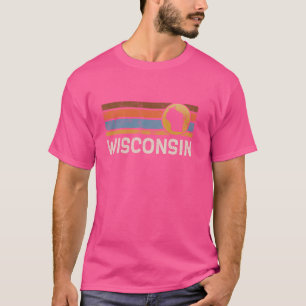 Camiseta Gráfico Tee Wisconsin Mapa de Estados Unidos Retro