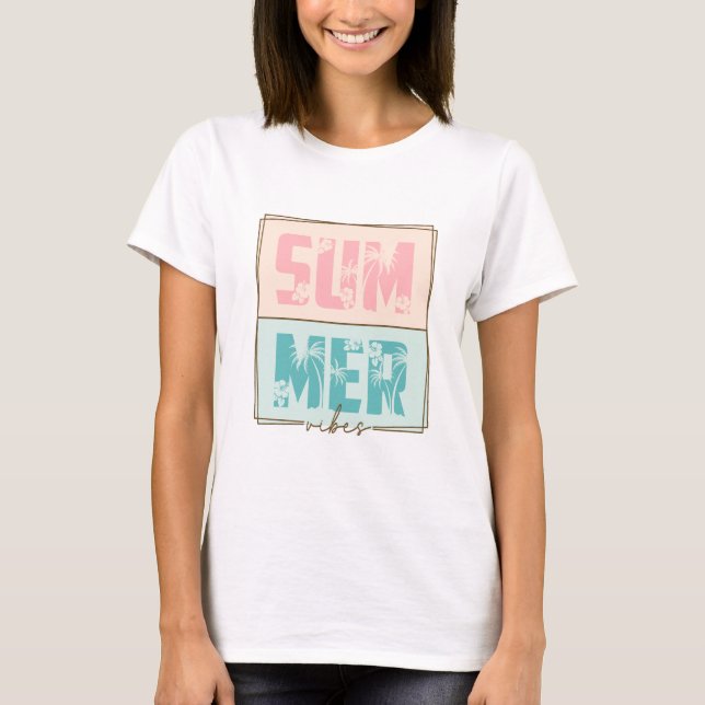 Camiseta Gráfico tropical de vibraciones de verano (Anverso)