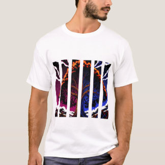 Camiseta gráfico vibrante de panel dividido de árbol abstra