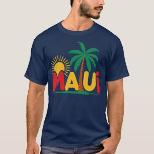 Camiseta Gráfico vibrante maui con árbol de palmas TShirt