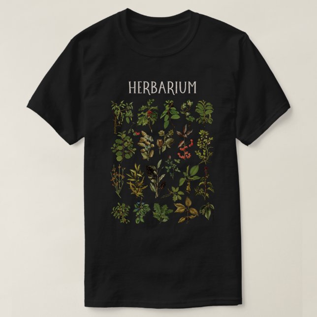 Camiseta Gráfico Vintage Herbarium Green Plants (Diseño del anverso)