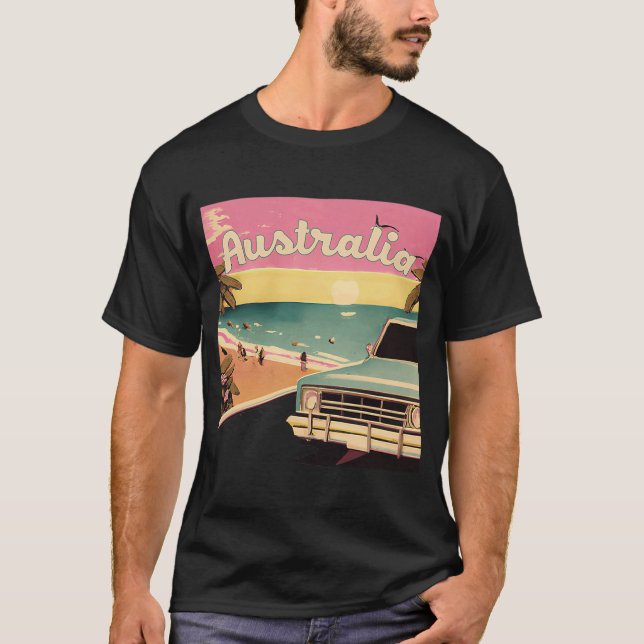 Camiseta Gráficos australianos de vacaciones en playa retro (Anverso)