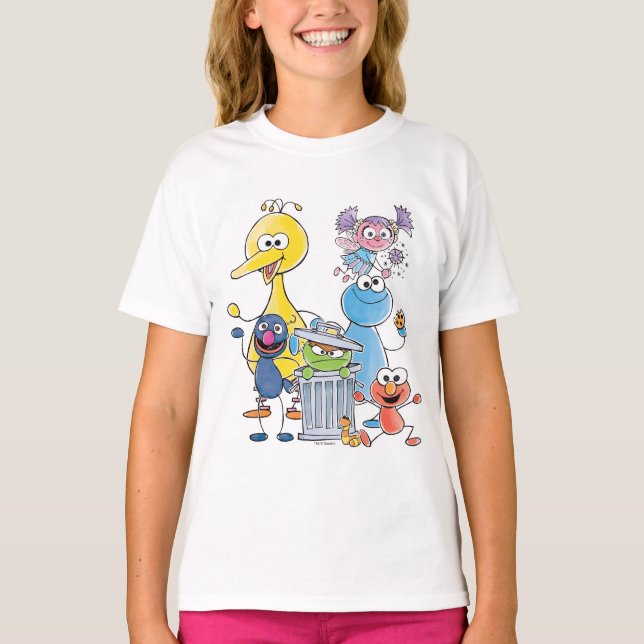 Camiseta Gráficos de Amigos de Sesame Doodley (Anverso)
