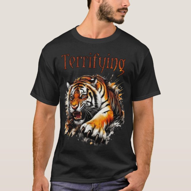 Camiseta Gráficos de animación 3D del tigre. (Anverso)