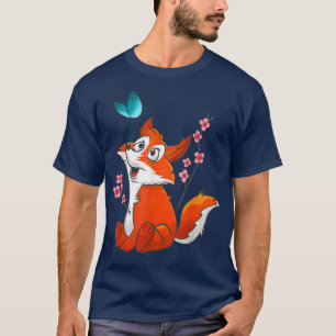 Camiseta Gráficos de flores y Fox de cubrezal japonés