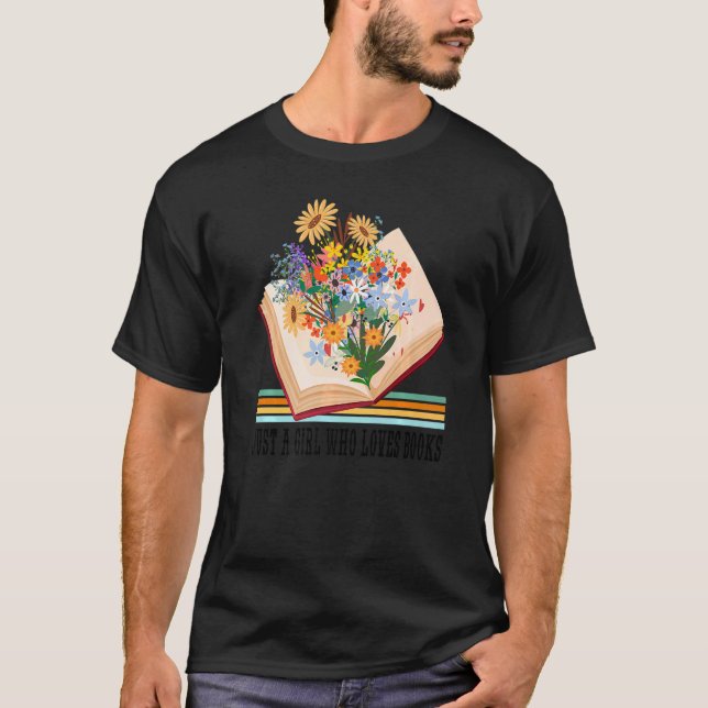 Camiseta Gráficos de lectura de libros de flores silvestres (Anverso)