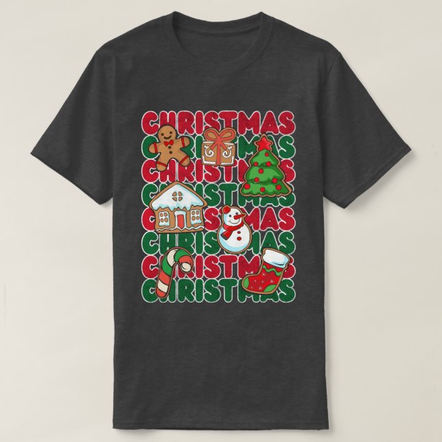 Camiseta Gráficos detallados de los Navidades rojos verdes (Diseño del anverso)