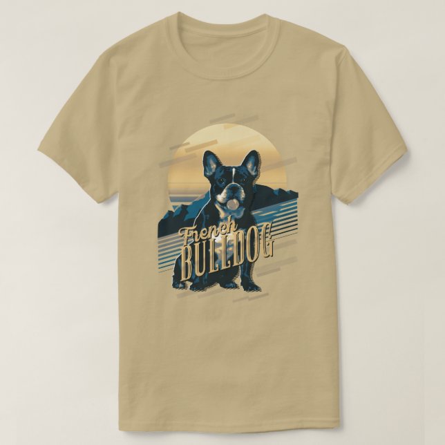 Camiseta Gráficos Retro Bulldog Francés Azul ID754 (Diseño del anverso)