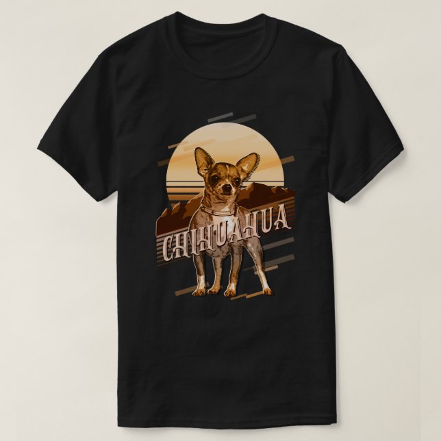 Camiseta Gráficos retro Chihuahua Gold ID754 (Diseño del anverso)