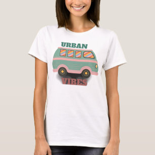 Camiseta Gráficos Retro de Furgoneta con Vibraciones Urbana