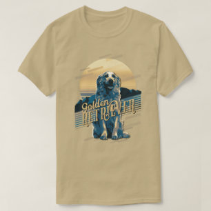 Camiseta Gráficos retro Golden Retriever Blue ID754