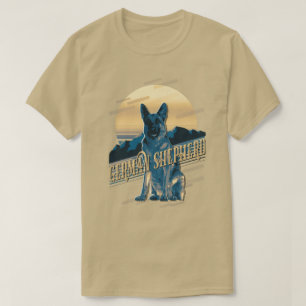 Camiseta Gráficos retro Gráficos alemanes Shepherd Blue ID7
