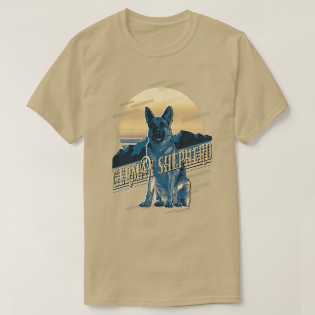 Camiseta Gráficos retro Gráficos alemanes Shepherd Blue ID7 (Diseño del anverso)