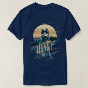 Camiseta Gráficos retro Siberian Husky Blue ID754