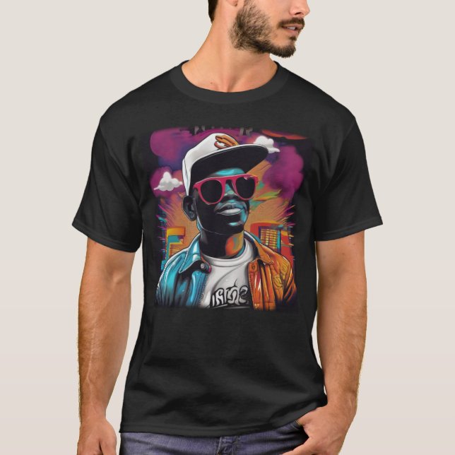Camiseta Grafite Hip Hop - Ilustração Digital em A (Anverso)