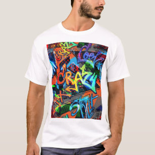 Camiseta Grafiti brillante, diseño gráfico urbano.