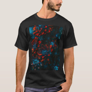 Camiseta Grafiti de flores de Lotus profundo rojo y azul ta