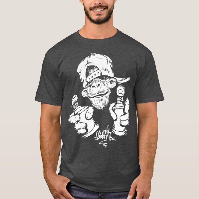 Camiseta Grafiti de mono Hip Hop Rap Music Ape Graphic (Anverso)