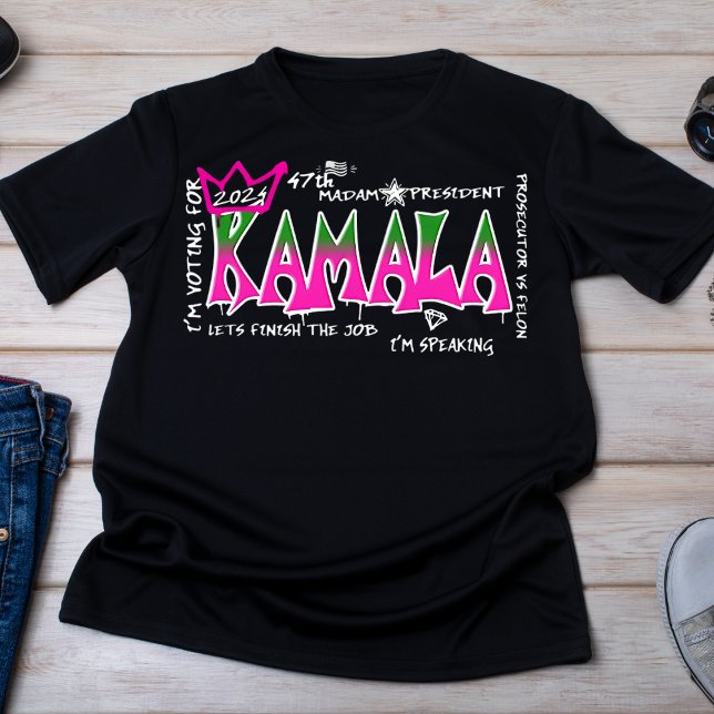 Camiseta Grafiti en negrita rosa y verde Kamala 2024 (Subido por el creador)