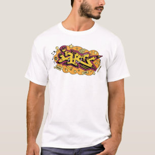Camiseta Grafiti Manuscrito Amarillo y Naranja Urbano