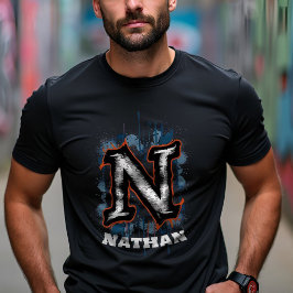 Camiseta Grafiti urbano: Monograma de Personalizable "N"