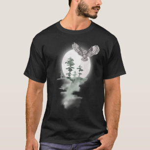 Camiseta Grafo de la luna llena del bosque de Lechuza noctu